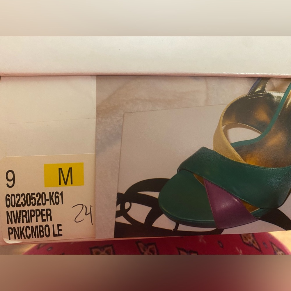 Nine West Green and Yellow Slingback Heels - Picture 10 of 10